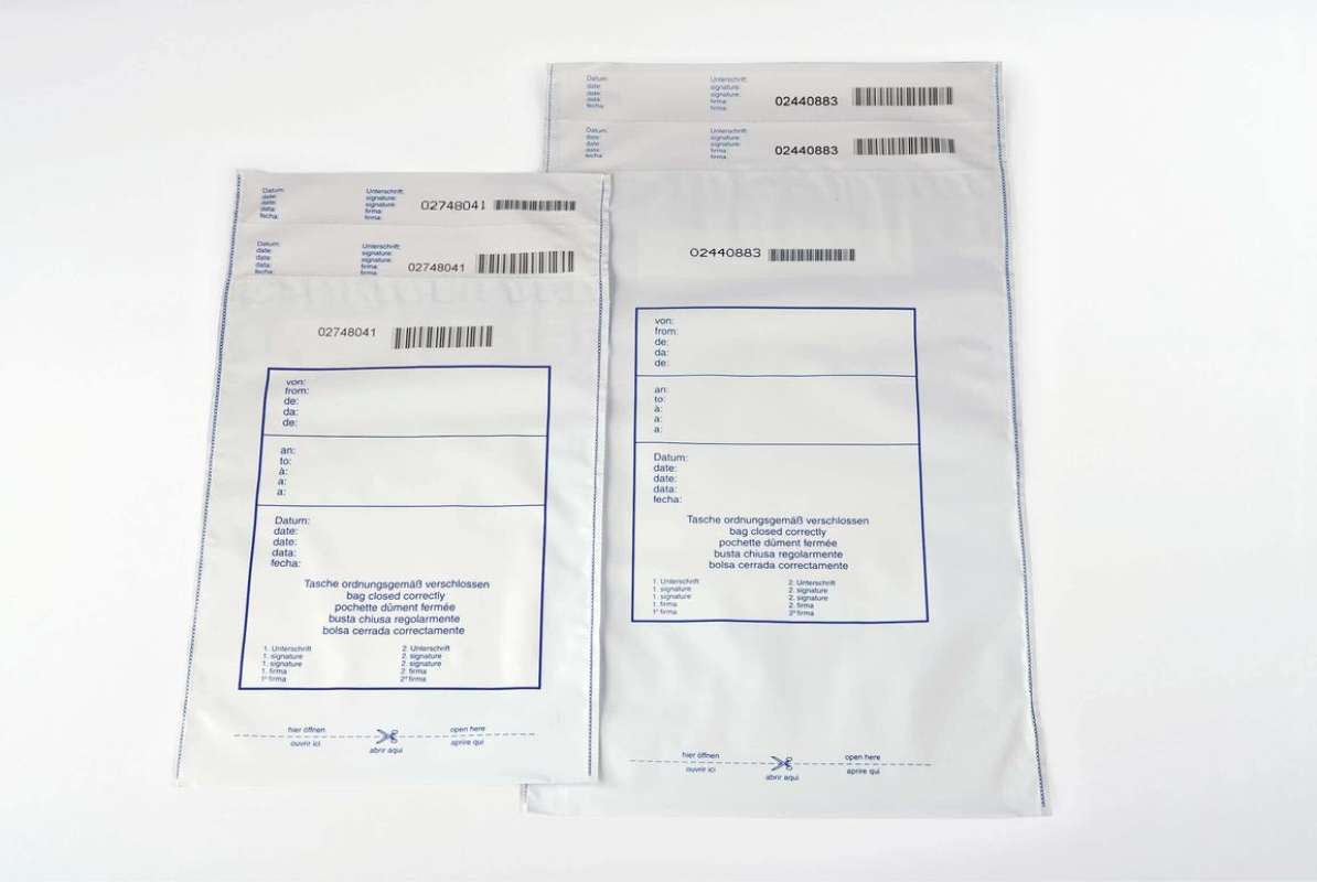 Blickdichte Sicherheitsbeutel mit schwarz weiss Folie