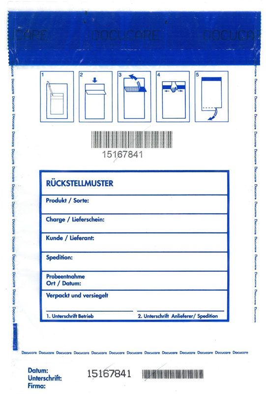 Rückstellmusterbeutel für Getreide